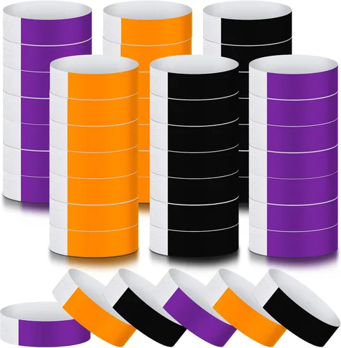 Vista 13 de Epakh 600 muñequeras de papel neón, colores surtidos Pulseras impermeables para fiestas de eventos, banda adhesiva para control de entrada