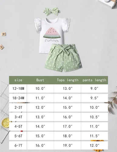 Vista 7 de MIGU Toddler Girl Clothes Summer Girls Clothing Sets Girl Stuff T-shirt Shorts Headband 3pcs Sets Gifts