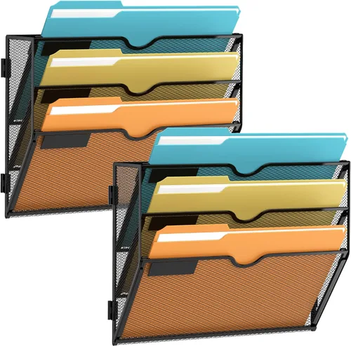 Vista 19 de SUPEASY Organizador de Archivos de Pared de Malla para Oficina, Soporte de Correo Colgante, Organizador de Pared para Revistas para Oficina Negro