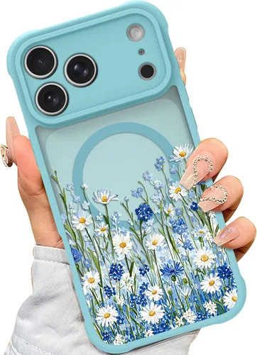 Vista 30 de AIGOMARA Magnetic Case for iPhone 16 Pro, Striped Floral - Black Black - Striped Floral
