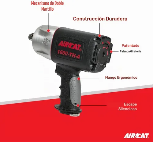 Vista 2 de AIRCAT Herramientas neumáticas 1600-TH-A: Llave de impacto compuesta 1600 ft-lbs - 3/4 pulgadas