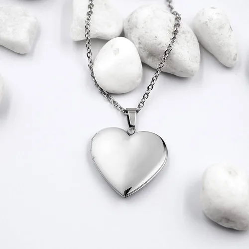Vista 2 de PHOCKSIN Relicario collar para mujer que sostiene imágenes relicario de fotos para niñas Pulido y grabado Forever in My Heart& I Love You Mom