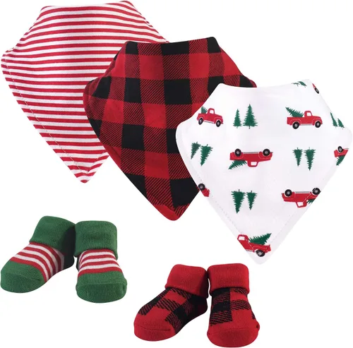 Vista 236 de Hudson Baby Conjunto de babero y calcetines unisex de algodón para bebé