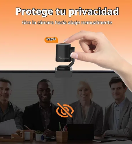 Vista 7 de TOUCAN Cámara web 1080P con micrófono, cámara de transmisión FHD con 1080P/60fps, protección de privacidad Plug and Play, cámara web ultra compacta