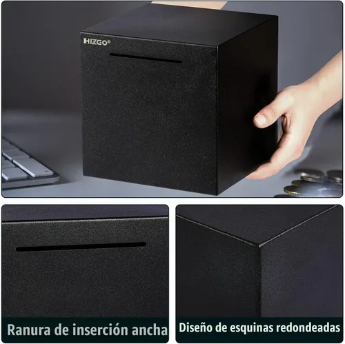 Vista 3 de Alcancía para adultos hizgo - Alcancía para adultos que debe romperse para abrirse - Caja de ahorro de dinero de acero inoxidable - Caja de ahorro