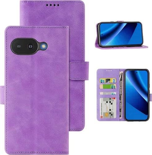 Vista 14 de Funda tipo cartera con tapa para Google Pixel 6a, [piel sintética + parachoques de TPU] [3 ranuras para tarjetas] [función de soporte]