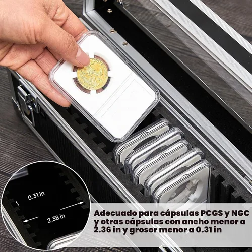 Vista 4 de Funrous Caja de Almacenamiento de Monedas de Aluminio 100/50/20 Slabs para Portadores de Slabs Suministros para Colección y Almacenamiento Caja