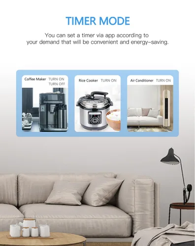 Vista 5 de Enchufe inteligente, enchufe de salida Wi-Fi compatible con Alexa y Google Home, aplicación automática, función de temporizador, función de medición