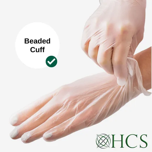 Vista 4 de HCS - Guantes de vinilo transparente, desechables, sin látex, sin polvo, guantes desechables de vinilo, cocina, preparación de alimentos, limpieza