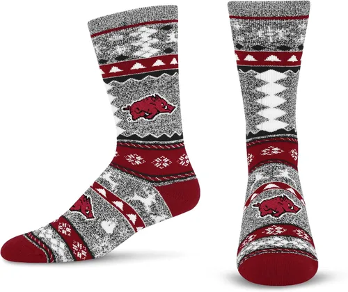 Vista 10 de For Bare Feet Ugly Holiday Sweater Crew Sock NCAA