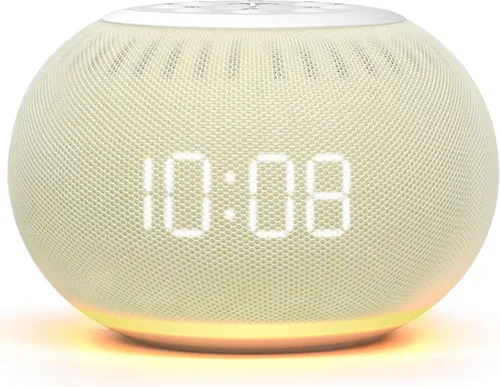 Vista 9 de REACHER - Máquina de sonido con atenuación automática y reloj de alarma con luz nocturna, 20 sonidos relajantes, pantalla digital LED, temporizador