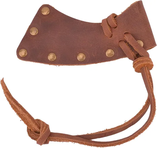 Vista 8 de Funda de cuero para hacha, funda de piel de búfalo para la cabeza del hacha con trabillas para cinturón, protector de hacha