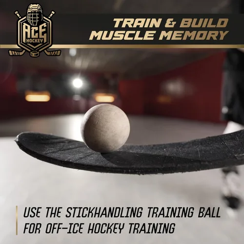Vista 3 de ACE HOCKEY Swedish Stickhandling Balls - Unfinished Hardwood No-Bounce Floorball Training - for Floor Dribbling Skills, Dekes, Fakes & Ball Handling