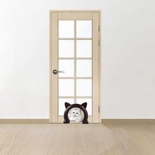 Vista 9 de Cat Built-in Interior Access Door for Cats and Dogs Two-Way Portal with Installation Fits Solid Brown Hidden Litter Box