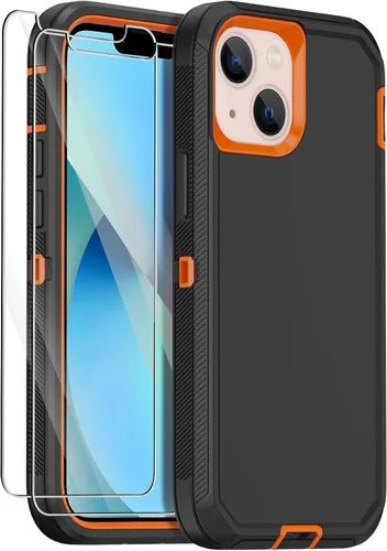 Vista 8 de Funda para iPhone 13 Mini con 2 protectores de pantalla, protección contra caídas a prueba de golpes, cuerpo completo, resistente, 3 capas, militar