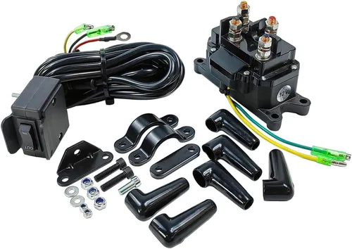 Vista 11 de Relé Contactor de Solenoide de Cabrestante 12V 250A Interruptor de Balancín de Pulgar 1500-5000LBS con 6 Tapas de Protección Compatible
