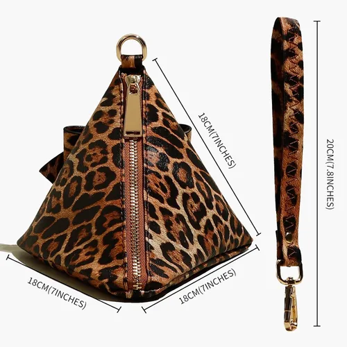 Vista 2 de Bolso de mano de noche con lazo de cuero triangular para mujer