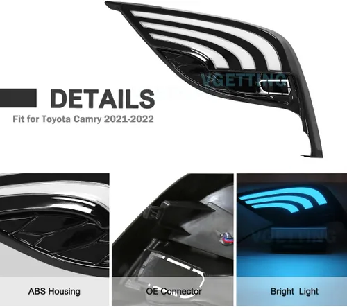 Vista 3 de Luz de circulación diurna para Toyota Camry 2021 2022 2023 luces antiniebla DRL LED de tres colores con señal de giro para Camry SE XSE luz LED