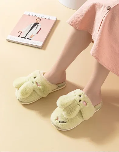 Vista 5 de Pantuflas de conejito mullidas kawaii, bonitas, suaves, cálidas, acogedoras, para el invierno, mullidas, divertidas, de animales