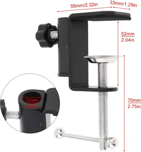 Vista 2 de RTNLIT Abrazadera universal de montaje de mesa en forma de C para micrófono, brazo de tijera, soporte de brazo de tijera con tornillo