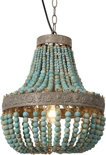 Vista 8 de Lámpara Colgante de Araña con Cuentas de Madera Bohemia Boho Playera Lámpara de Techo Accesorios de Iluminación