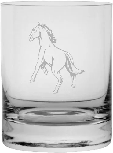 Vista 34 de Abaco Barb - Vaso de whisky con temática de caballo grabado (10.25 onzas)