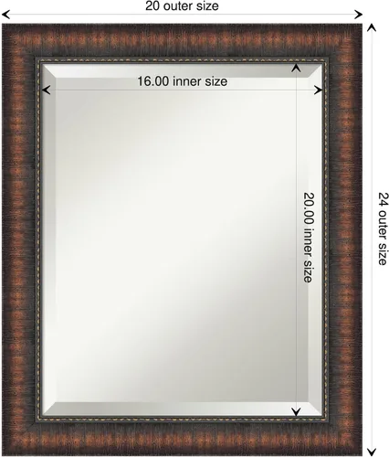 Vista 4 de Amanti Art Espejo de baño marrón para sobre lavabo, espejo rectangular de 24x20 Caleb Brown para tocador, marco rústico pequeño de estilo campestre