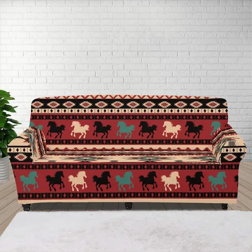 Vista 32 de Funda de sofá de Seater, estilo bohemio, antiarañazos, diseño tribal navajo, nativo americano, diseño tribal, funda de sofá, lavable, elástica