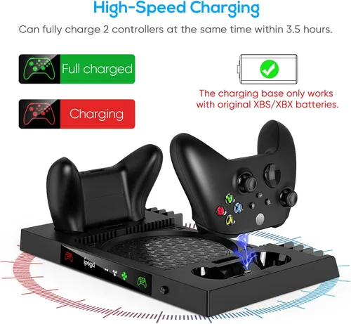 Vista 4 de Soporte de refrigeración para Xbox Series X con 2 fundas de filtro de polvo y tapones de goma para el pulgar y empuñaduras de palanca de mando