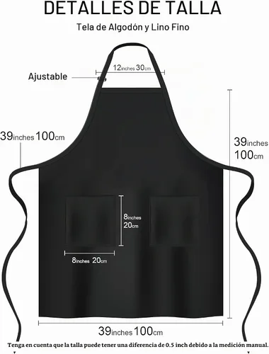 Vista 7 de Delantales de algodón y lino para hornear, talla grande, para mujer, con bolsillos, cocina banana ( Banana Leaf )