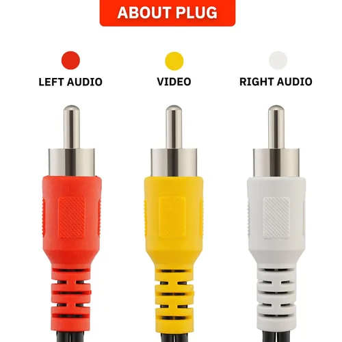 Vista 4 de Cable divisor RCA, 3 RCA macho macho a 6 RCA hembra Divisor de enchufe Audio Video Av Cable adaptador de video compuesto adaptador adaptador