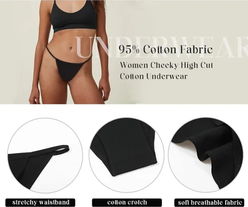 Vista 3 de LEVAO Bragas de bikini para mujer, ropa interior de algodón, talla grande, corte alto, para mujer, paquete múltiple S-2XL