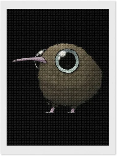 Vista 9 de Kit de pintura de diamante con diseño de pájaro kiwi gordo lindo y cuadrado completo, manualidades para decoración de pared del hogar