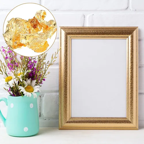 Vista 6 de 100 hojas imitación láminas de oro para decoración, arte, manualidades, tamaño 5.5 x 5.5 pulgadas, de Bememo For Gilding Furniture, Frames