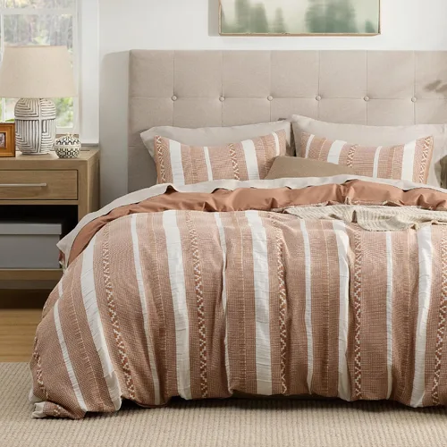 Vista 19 de Bedsure Funda de edredón de 100% algodón tamaño individual, tejido gofre, color blanco coco, GentleSoft y transpirable, juego de cama para regalo, 2