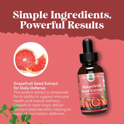 Vista 6 de Natures Craft GSE - Extracto líquido de semilla de pomelo, una gota al día, extracto de semilla de uva súper concentrado, gotas líquidas ricas