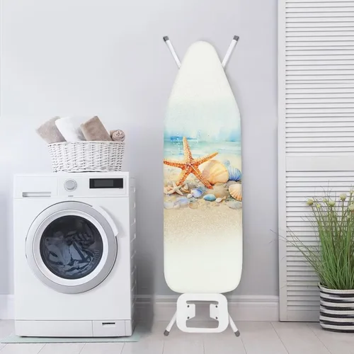 Vista 4 de Funda para tabla de planchar con diseño de estrella de mar de playa, resistente a los abrasadores, extra ancha, cubierta para tabla de planchar