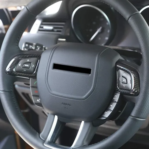 Vista 4 de Marco de botón de volante de coche estilo fibra de carbono ABS para Land Rover Range Rover Evoque 2012-2017 modificación interior del coche