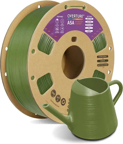 Vista 21 de Filamento OVERTURE ASA de 0.069 in, resistente a los rayos UV y a la intemperie, 2.2 lbs negro
