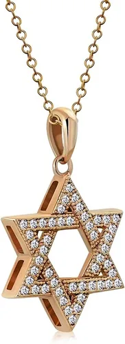 Vista 19 de Collar con colgante de plata de ley 925 con estrella judía de David con circonita cúbica blanca