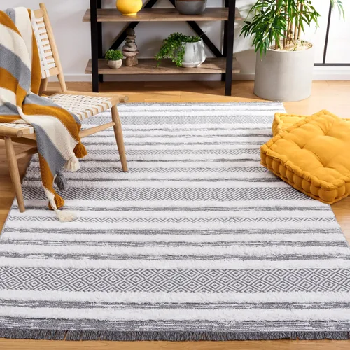 Vista 11 de SAFAVIEH Augustine Collection - Alfombra de pasillo de 2 x 9 pies, diseño de algodón rústico marroquí con flecos, fácil cuidado, ideal para zonas