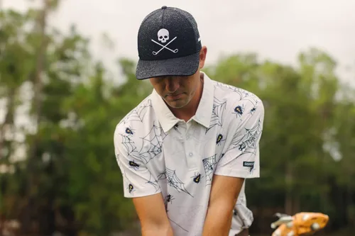 Vista 2 de SHANKITGOLF Gorra de golf ajustable con diseño de calavera, 95% poliéster, 5% elastano, talla única