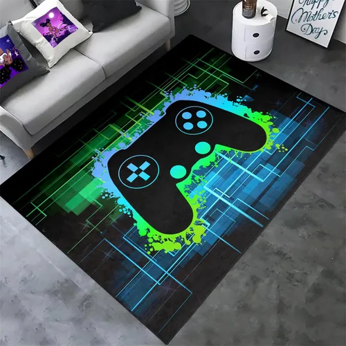 Vista 3 de BATATADOCE Alfombras de videojuegos para dormitorio de niños, alfombras para sala de juegos, decoración de juegos para niños, alfombra de área