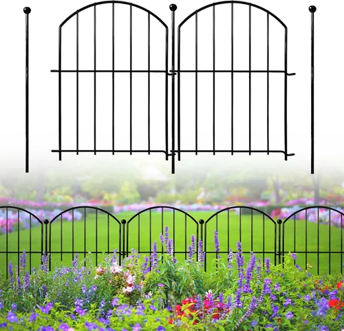 Vista 18 de Valla Decorativa de Jardín 24 pulgadas (Alto) x 10 pies (Largo), Paquete de 5 Valla Sin Excavación Barrera para Animales para Perro con Cerradura