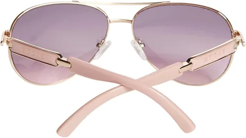 Vista 3 de GUESS Gafas de sol de aviador de metal para mujer, Oro