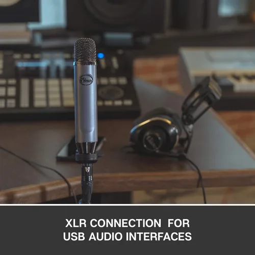 Vista 5 de Logitech Blue Ember XLR - Micrófono condensador para grabación y transmisión, cápsula cardioide personalizada y soporte de micrófono, gris (renovado)