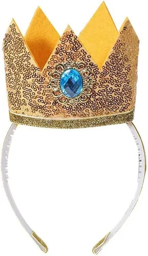 Vista 4 de Thombase Super Bros - Disfraz clásico de princesa melocotón para niñas, disfraz de encaje de lujo con corona
