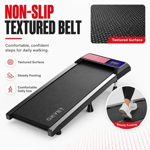 Vista 4 de Walking Treadmill Pad with Adjustable 8% Incline for Home Office Gk-N4054AF-Negro/Bandera