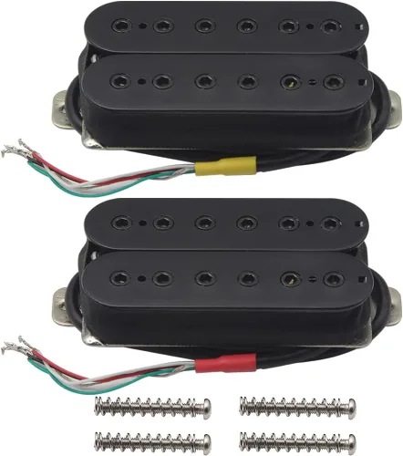 Vista 8 de FLEOR Pastillas de cuello para guitarra eléctrica Alnico 5 Humbucker de bobina doble - Negro