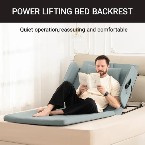 Vista 5 de Respaldo de Cama Elevable - Cuña de Cama Eléctrica Ajustable con Colchón para Cama y Funda de Almohada para Ancianos, Pacientes, Mujeres Embarazadas